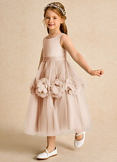 Azazie Vola Flower Girl Dresses English Rose Ball-Gown Sleeveless Tulle Dress image4