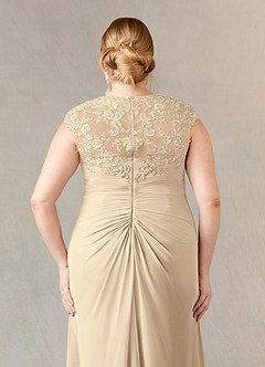 Azazie Birdie Mère de la mariée Robes Robe Trapèze en Mousseline de soie Paillettes Reine Anne Champagne image12
