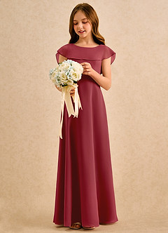 Azazie Kittie Girls Formal Flower Girl Klänningar Klä A-Line i Chiffong image3
