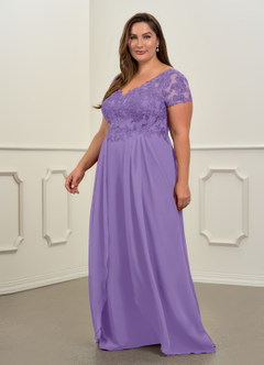 Azazie Dunja Mother of the Bride Dresses Tahiti A-Line V-Neck Lace Chiffon Dress image10