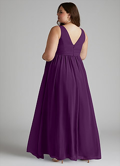 Azazie Yetta Maternity Bridesmaid Dresses A-Line V-Neck Gathered Chiffon Floor-Length Dress image11