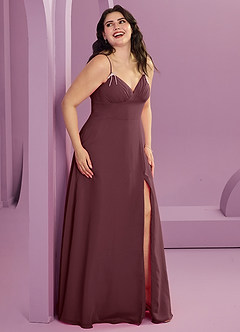 Barbie ♥ Azazie Bridesmaid Dresses Sangria A-Line with Pockets Chiffon Dress image9