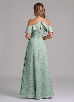 Azazie Dakota Bridesmaid Dresses Agave A-Line Off the Shoulder Floral Burnout Dress image2