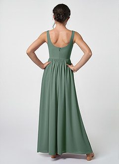 Azazie Keyla Junior Eucalyptus A-Line Pleated Chiffon Dress image2