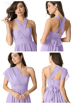 Azazie Olani Bridesmaid Dresses Lilac A-Line Off the Shoulder Chiffon Convertible Dress image8