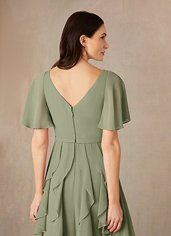 Azazie Watson Abiti per la Madre della Sposa Abito A-Line in Chiffon con Scollo a V Pistacchio image5