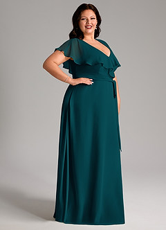 Azazie Lainey Bridesmaid Dresses Pine A-Line with Pockets Chiffon Dress image12