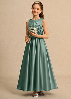 Azazie Ducky Girls Formal Flower Girl Klänningar Klä A-Line i Stretch Satin Plisserad image5