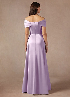 Azazie Amelia Moeder van de bruid jurken A-Lijn Jurk van Stretch Satijn Off the Shoulder Frosted Lila image6