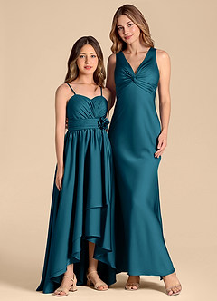 Azazie Catalina Junior Klä av A-Line i Stretch Satin Älskling Halsringning image3