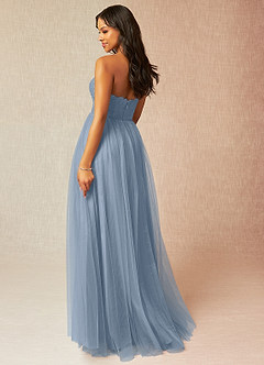 Azazie Roni Bridesmaid Dresses Dusty Blue A-Line Sweetheart Neckline Tulle Convertible Dress image3