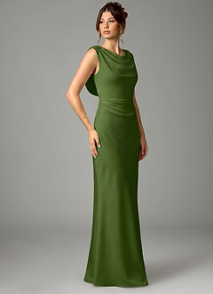 Azazie Kieryn Bridesmaid Dresses Juniper Mermaid Pleated Stretch Satin Dress image3