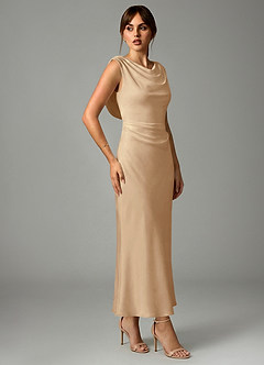 Azazie Kieryn Morsiusneito Mekot Mrenneito Pliseerattu Joustava satiini Nilkan pituus Pukeutua image4