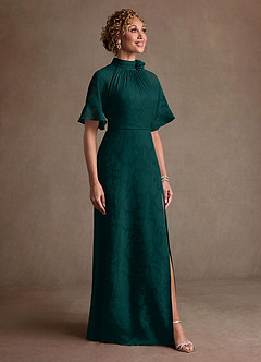 Azazie Hypatia Klänningar till brudens mor Klä Tubklänning i Blommig Utbrändhet Plisserad Tallgrön image4