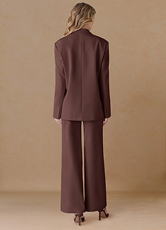 front Amelia Espresso Refined Weave Performance Oversized Blazer