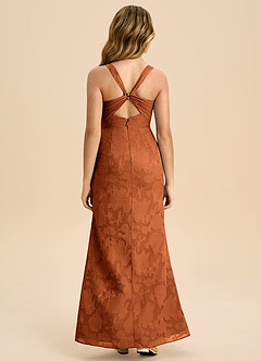 Azazie Mero Junior Robe Fourreau en Blumen-Burnout Plissée Orange Brûlée image8