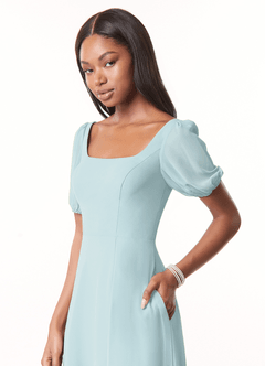Azazie Alani Jurken voor bruidsmeisjes Jurk van Chiffon met A-Lijn Vierkante halslijn De Nevel image4