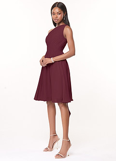 Azazie Katrina Brautjungfernkleider A-Linie One-Shoulder Chiffon Kleid Cabernetrot image3