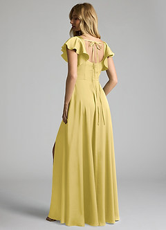 Azazie Bondi Bridesmaid Dresses Canary A-Line Bow Stretch Satin Dress image3