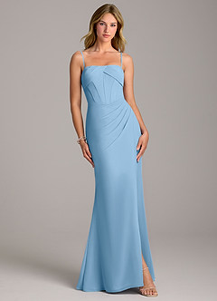 Azazie Chantel Bridesmaid Dresses Steel Blue Sheath Strapless Chiffon Convertible Dress image4