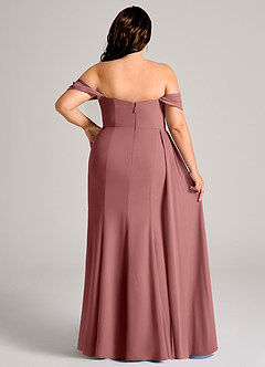 Azazie Amyra Bridesmaid Dresses Amethyst Sheath Off the Shoulder Chiffon Convertible Dress image15
