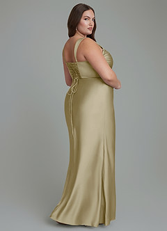 Azazie Agustina Bridesmaid Dresses Moss Green Mermaid Corset Stretch Satin Dress image8