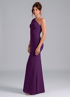 Azazie Rinna Bridesmaid Dresses Grape Mermaid One Shoulder Chiffon Dress image4