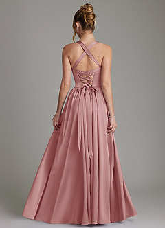 Azazie Francis Bridesmaid Dresses Dusty Rose A-Line Corset Stretch Satin Dress image2