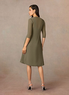 Azazie Olivia vestidos de madre de la novia Vestido de Verde Sauce de Gasa de Corte En A con Escote cuadrado plisado image2