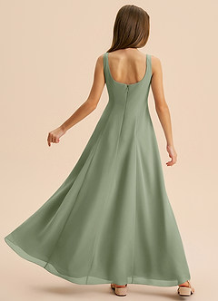 Azazie Lambie Junior Pistachio A-Line Pleated Chiffon Dress image4