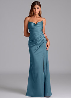 Azazie Claudelle Robes de demoiselle d'honneur Robe Sirène en Satin extensible Sans bretelle Bermude image6