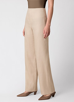 front 100% European Linen Wide-Leg Pants
