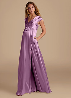 Azazie Allessia vestidos de dama de honor de maternidad Vestido de Corte En A Hasta el suelo Satén Metálico image3