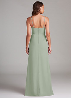 Azazie Maci Robes de demoiselle d'honneur Robe Fourreau en Mousseline de soie Plissée Vert Sauge image7