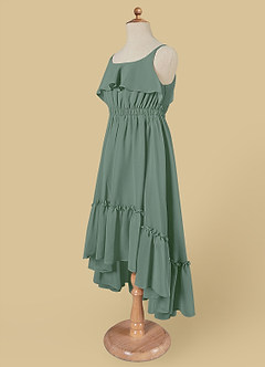 Azazie Karmen Flower Girl Dresses Eucalyptus A-Line Ruched Chiffon Dress image8