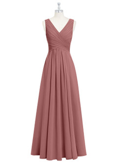 Azazie Flora Robes de demoiselle d'honneur Robe Trapèze en Mousseline de soie Plissée Rose Du Désert image7