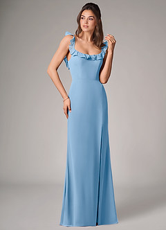 Azazie Callie Bridesmaid Dresses Powder Blue Mermaid Side Slit Chiffon Convertible Dress image3