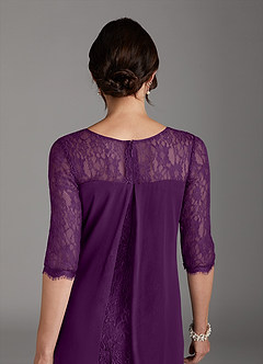 Azazie Flo Mother of the Bride Dresses Grape A-Line Lace Chiffon Dress image5