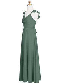 Azazie Emily Junior Sea Moss A-Line Ruched Chiffon Dress image7