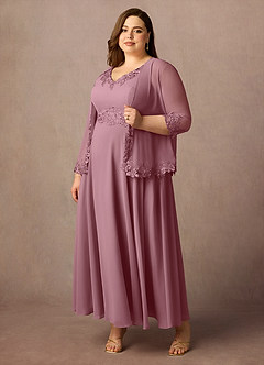Azazie Devana Mother of the Bride Dresses Vintage Mauve A-Line Sequins Chiffon Dress image10