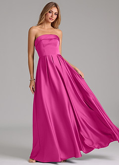 Azazie Lucienne Brautjungfernkleider Wandelbar A-Linie Schulterfrei Stretch-Satin Kleid Fuchsia image8