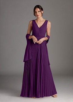 Azazie Kris Mother of the Bride Dresses Grape A-Line Sequins Chiffon Dress image1