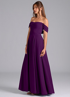 Azazie Almina Jurken voor bruidsmeisjes Converteerbaar Jurk van Chiffon met A-Lijn Off the Shoulder Druif image6