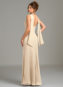 Azazie Cassiana Bridesmaid Dresses Champagne Mermaid Pleated Chiffon Dress image2