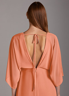 Azazie Rebecca Vente Finale Robe Trapèze en Mousseline de soie Col V à manches longues Coucher De Soleil image5