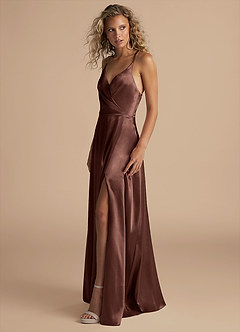 Azazie Davis Final Sale Auburn A-Line Pleated Metallic Satin Dress image6