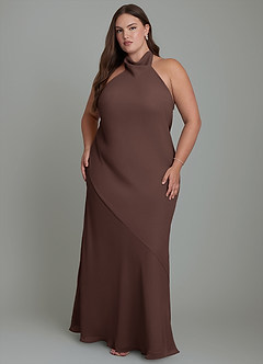 Azazie Velli Bridesmaid Dresses Ganache Mermaid High Neck Chiffon Dress image8