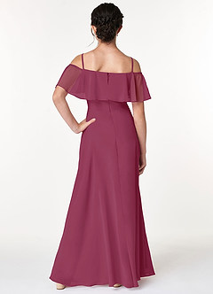 Azazie Maggie Junior Mulberry A-Line Off the Shoulder Chiffon Dress image2