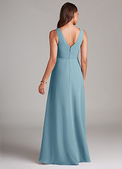 Azazie Nelly Bridesmaid Dresses Moody Blue A-Line Pleated Chiffon Dress image5