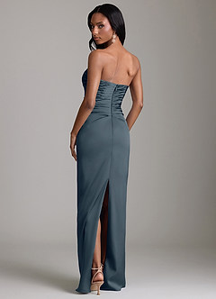 Azazie Sonora Vestidos de damas de honor Vestido de Crepúsculo de Satén Elástico de Corte Recto con Sin tirantes image7